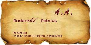 Anderkó Ambrus névjegykártya